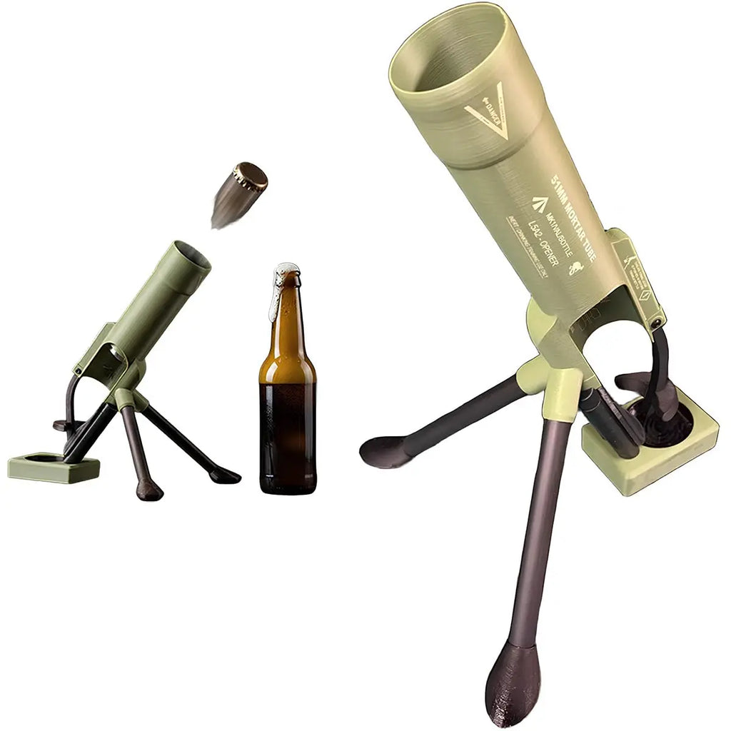 Beer Bottle Mortar Bottle Opener, 51mm Mortar Beer Bottle Opener Heavy-duty Tactical Cap Launcher Hands-free Push Down Opener Me