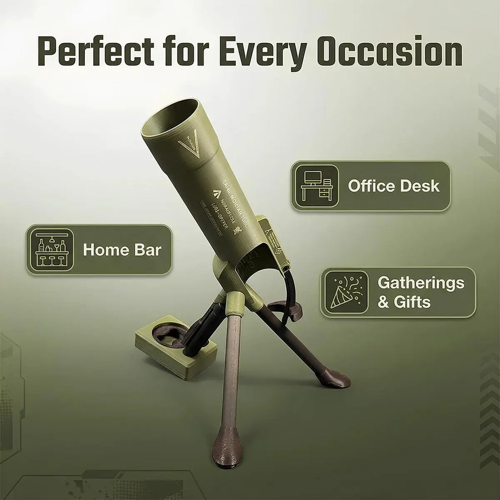 Beer Bottle Mortar Bottle Opener, 51mm Mortar Beer Bottle Opener Heavy-duty Tactical Cap Launcher Hands-free Push Down Opener Me