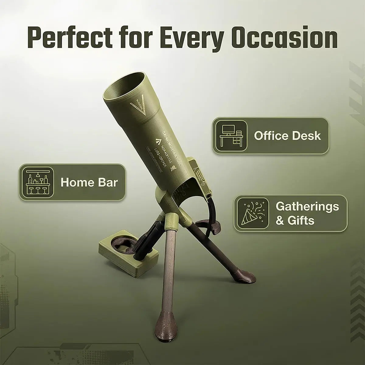 Beer Bottle Mortar Bottle Opener, 51mm Mortar Beer Bottle Opener Heavy-duty Tactical Cap Launcher Hands-free Push Down Opener Me